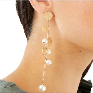 Ashiana Gold Disc and Fresh Water Pearl Drop Earrings
